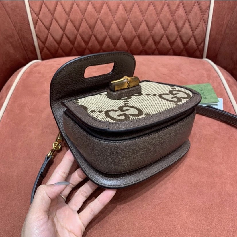 G*u*i Mini Bamboo Handbag with S*per Double G