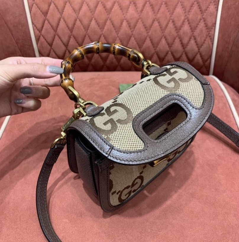 G*u*i Mini Bamboo Handbag with S*per Double G