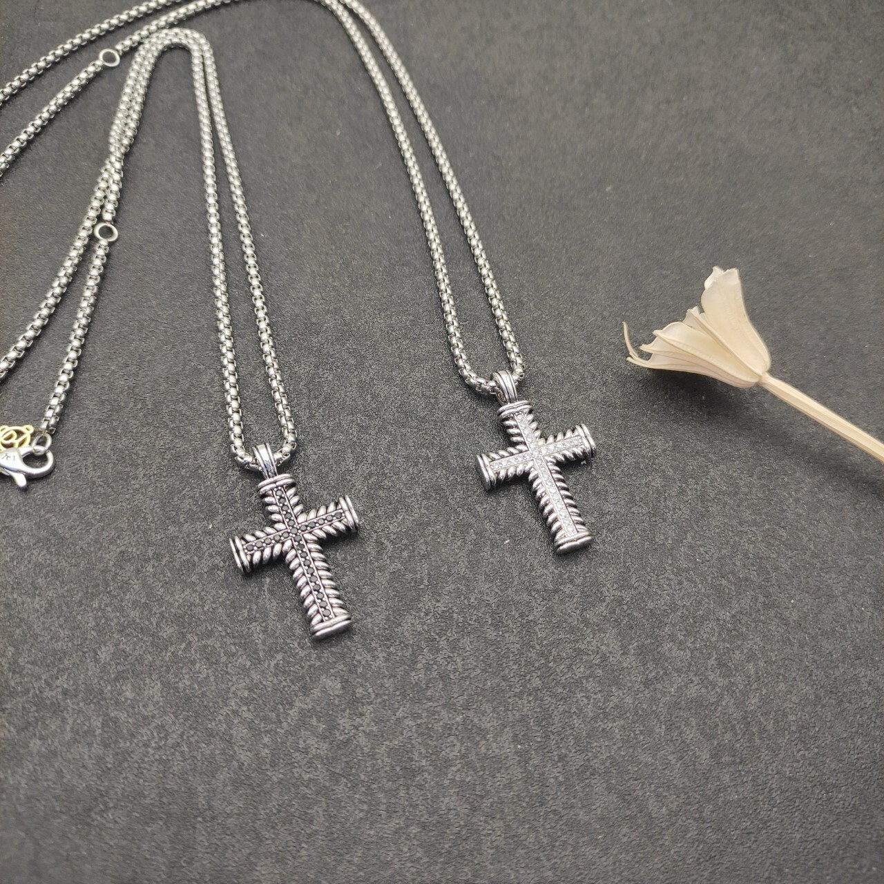 dau1d Yvrm*n cross necklace(chain length 50+5cm delay chain chain thickness 3mm)