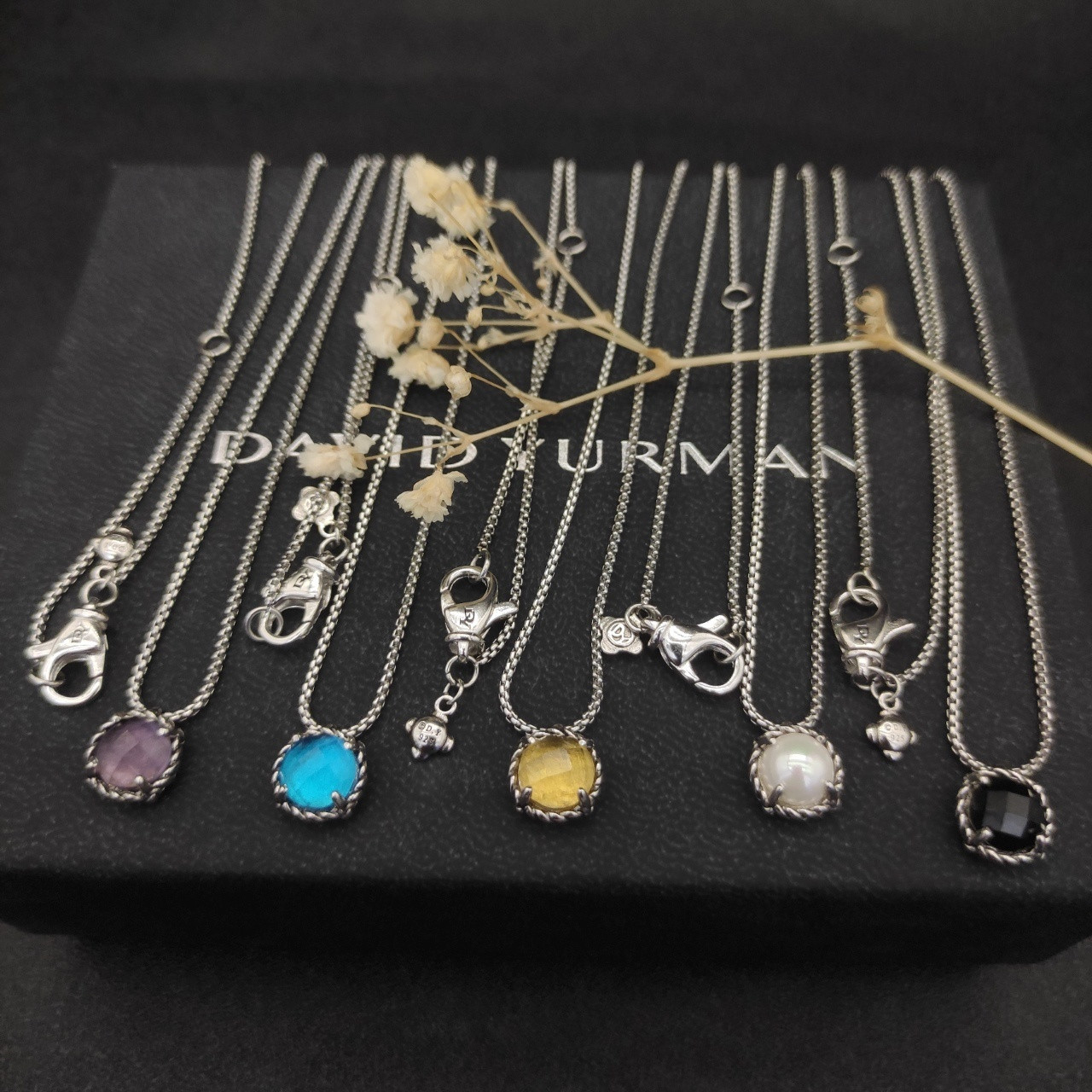 dau1d Yvrm*n four claw gem necklace(main stone 8mm, chain thickness 1.5mm, length 45+5cm delay chain)