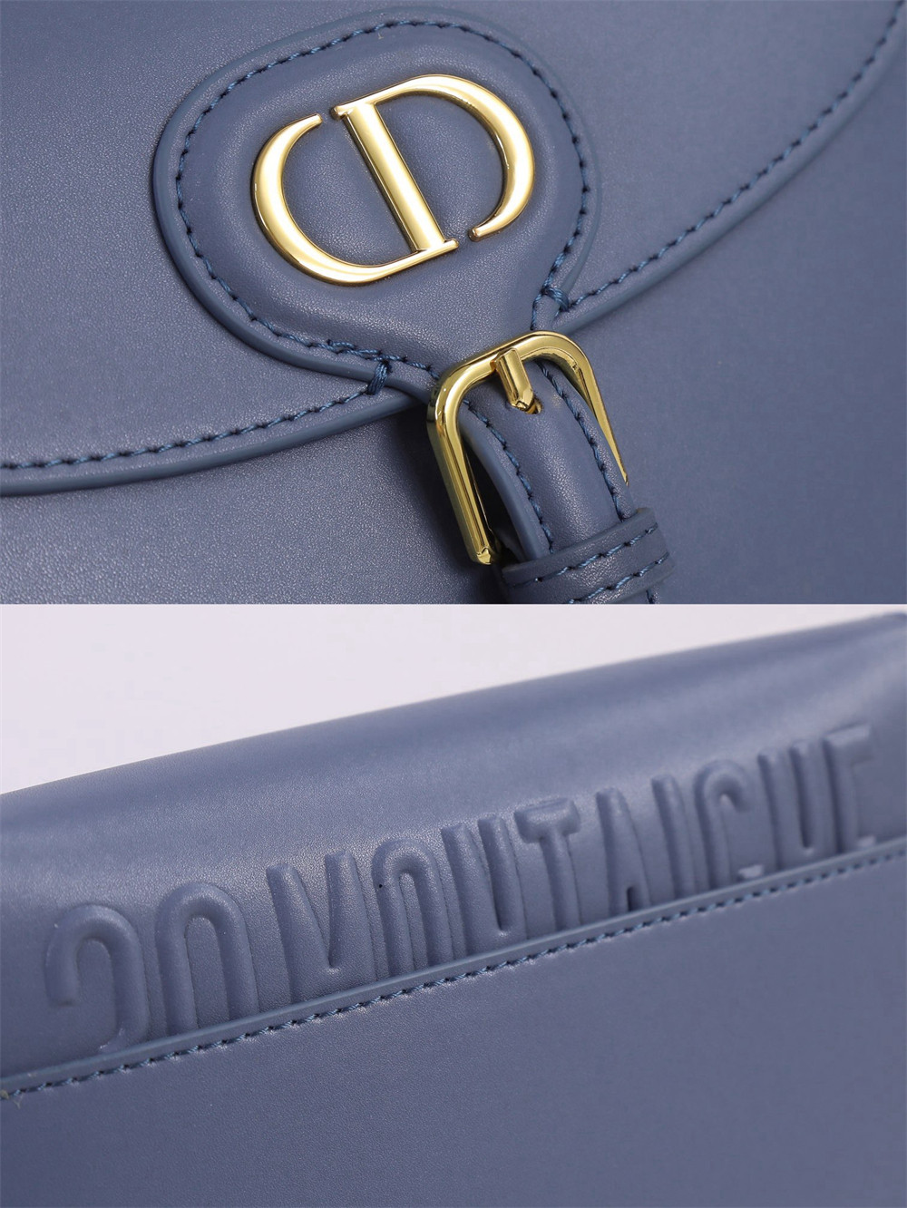 MEDIUM D*0r BOBBY BAG Navy Box Calfskin