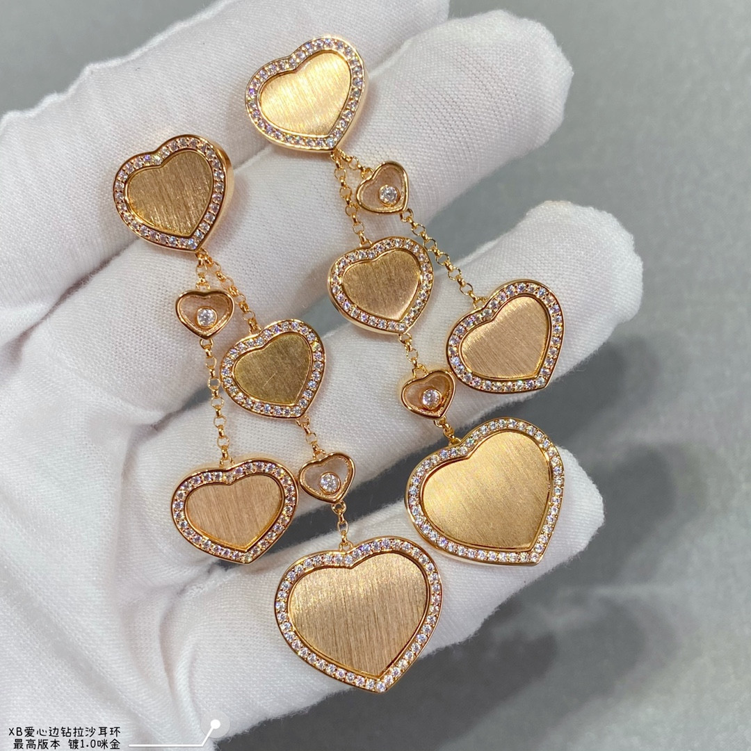 Chopard Heart-shaped Edge Diamond Brushed Earrings