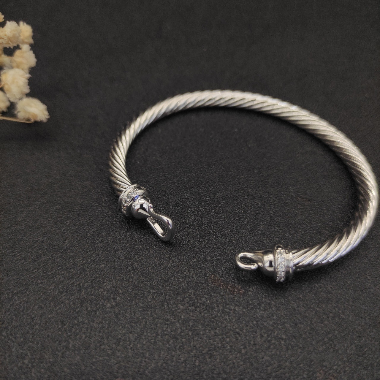 dau1d Yvrm*n 5mm silver hook with di*m*nds bracelet(wrist circumference 15-19cm)