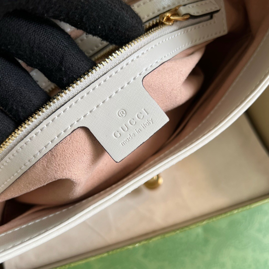 G*u*i JACKIE SMALL SHOULDER BAG Ivory 10.8"W x 7.5"H x 1.6"D