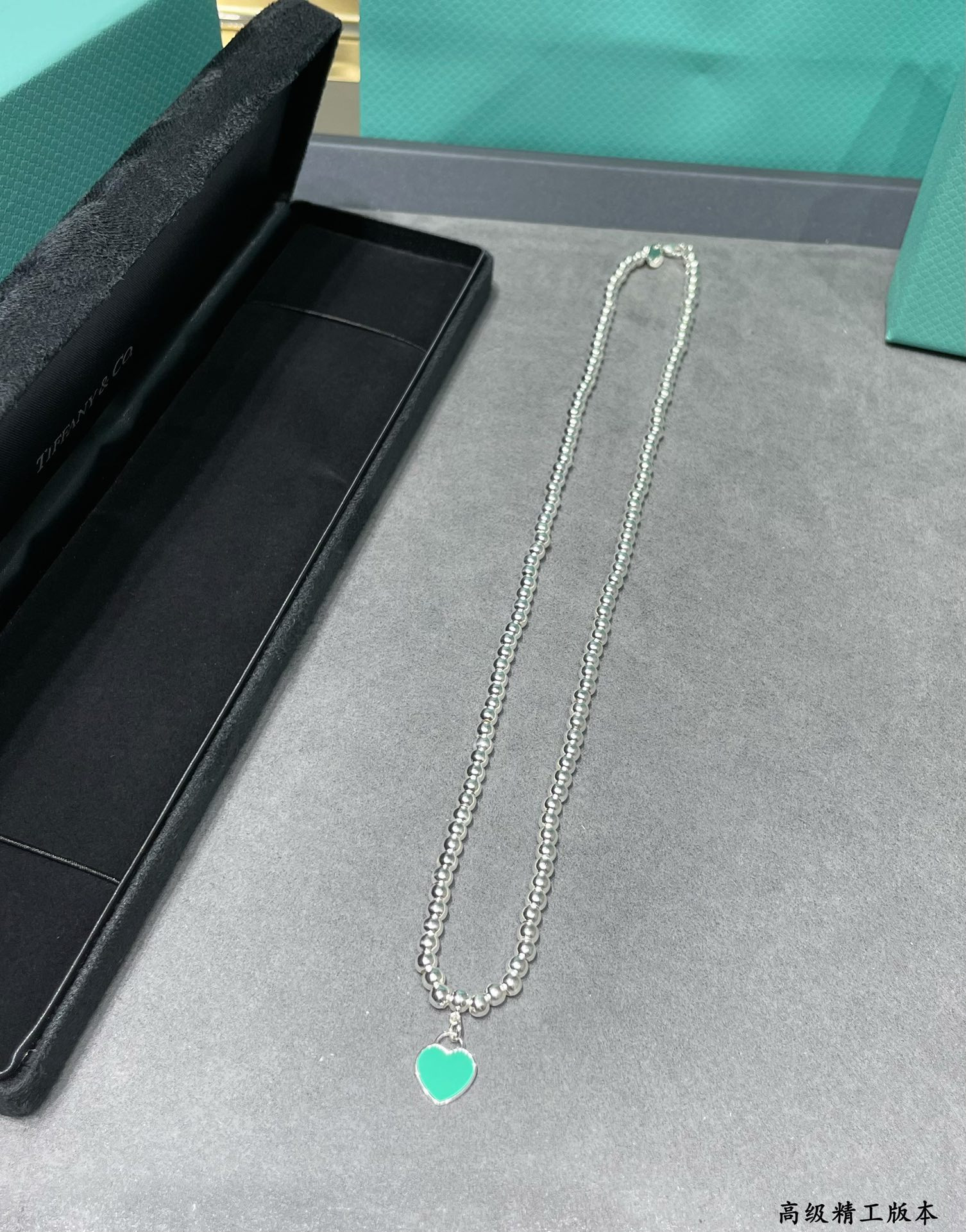 T*f*ny & Co. Beaded Heart Chain Necklace Ag925