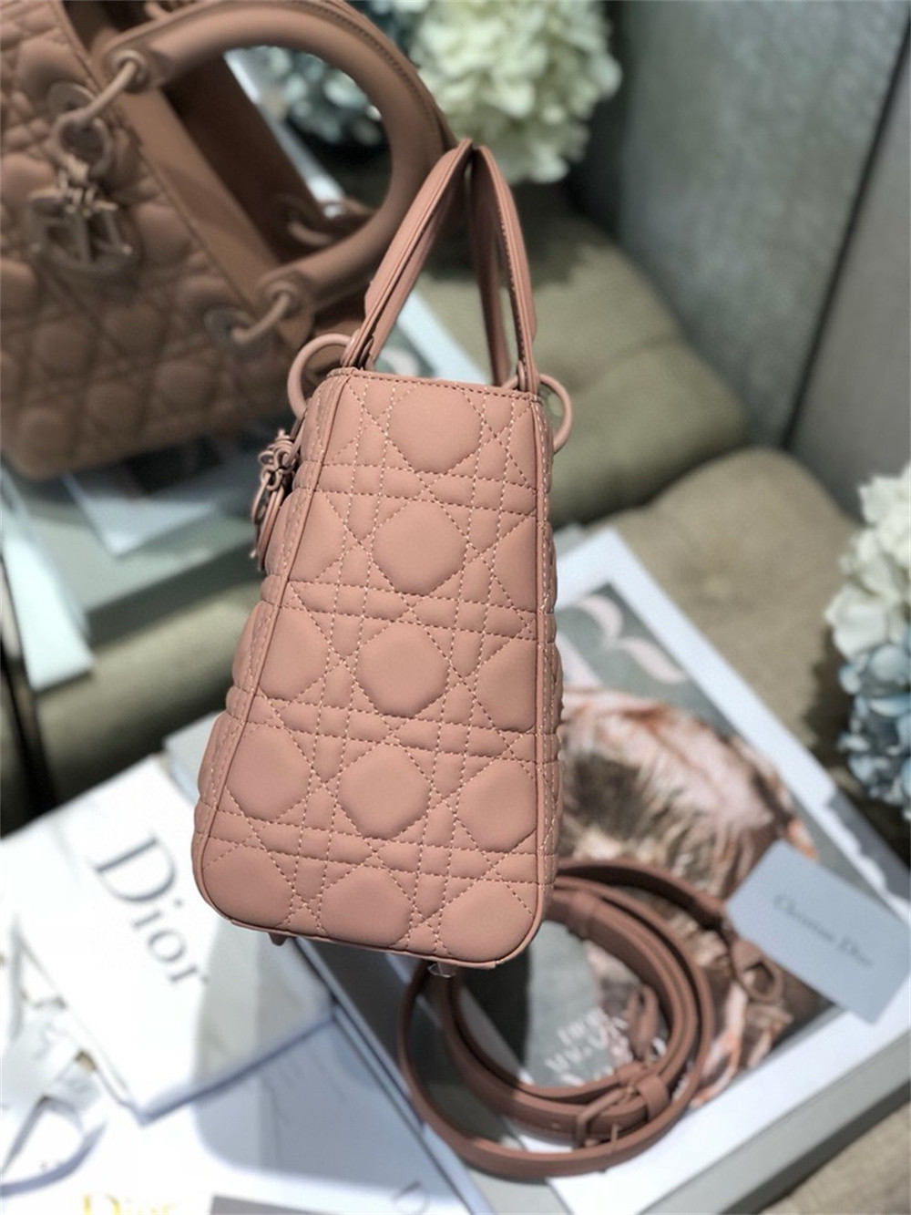 Medium Lady D*0r Bag 9.5 x 8 x 4.5 inches