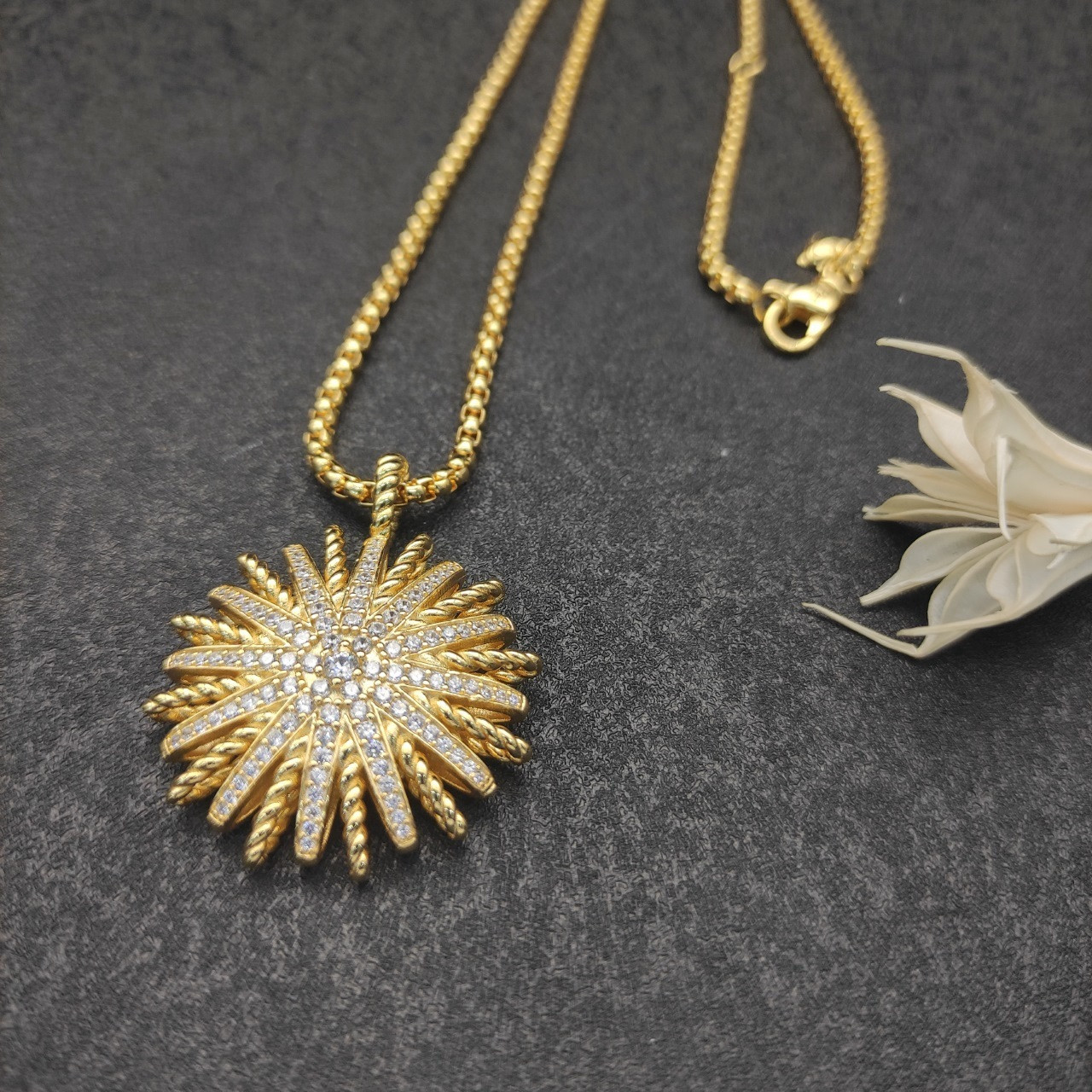 dau1d Yvrm*n sunflower full of di*m*nds necklace(chain length 50+5cm delay chain chain thickness 3mm)
