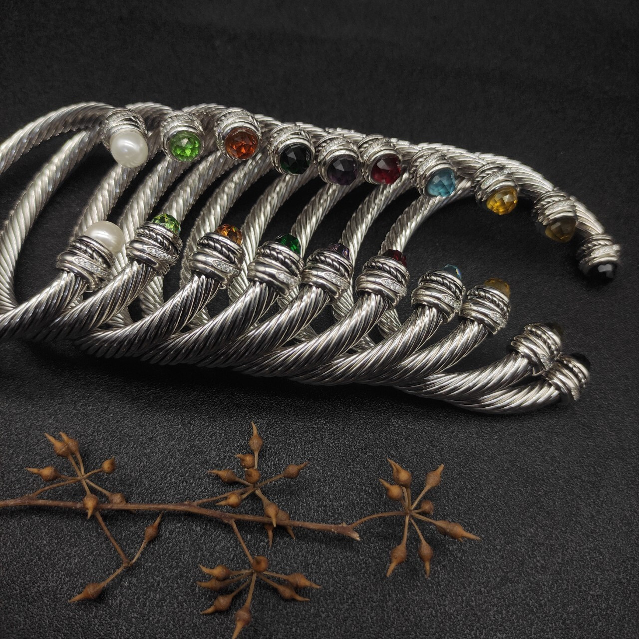dau1d Yvrm*n 7mm rotating di*m*nd setting bracelet (wrist circumference 15-20cm)