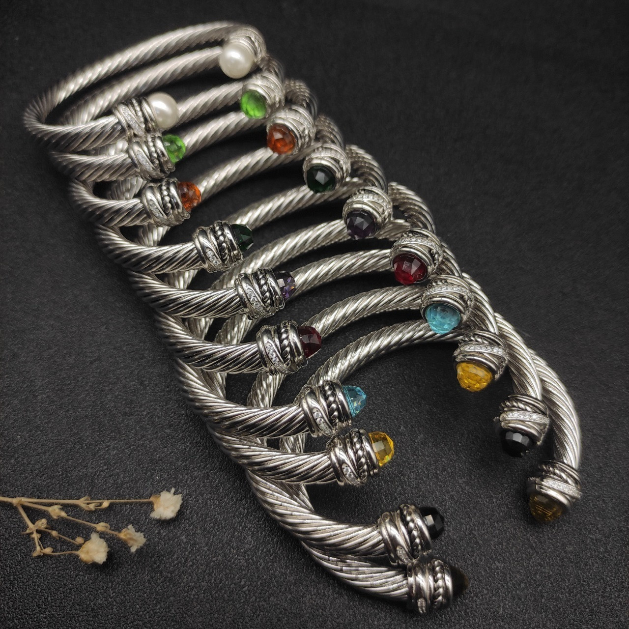 dau1d Yvrm*n 7mm rotating di*m*nd setting bracelet (wrist circumference 15-20cm)