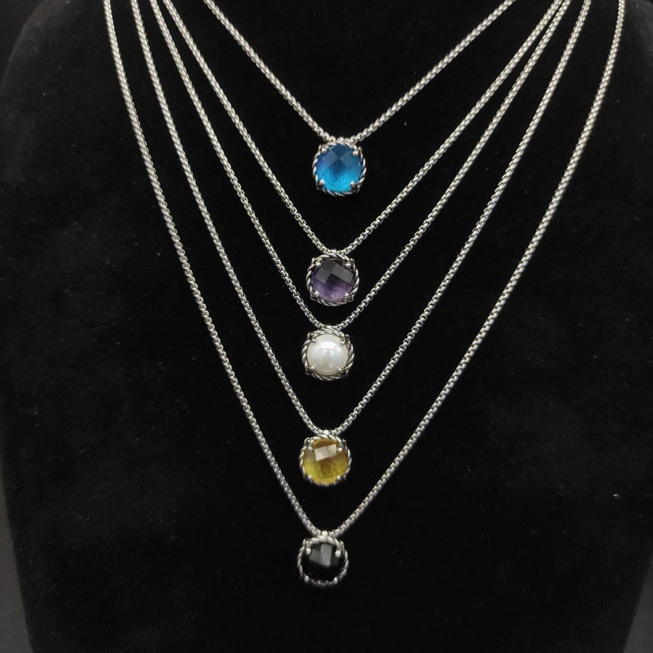 dau1d Yvrm*n four claw gem necklace(main stone 8mm, chain thickness 1.5mm, length 45+5cm delay chain)