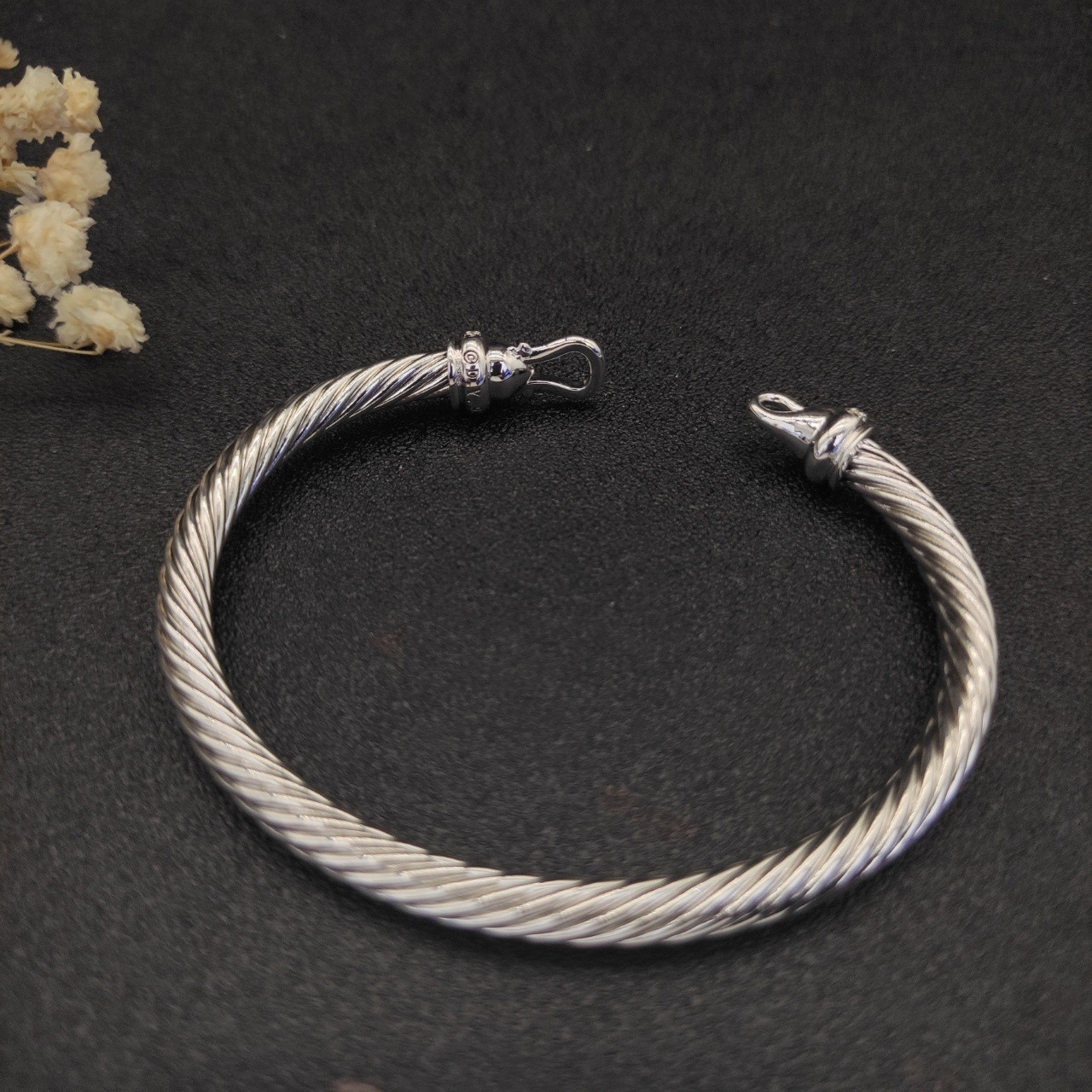dau1d Yvrm*n 5mm silver hook with di*m*nds bracelet(wrist circumference 15-19cm)