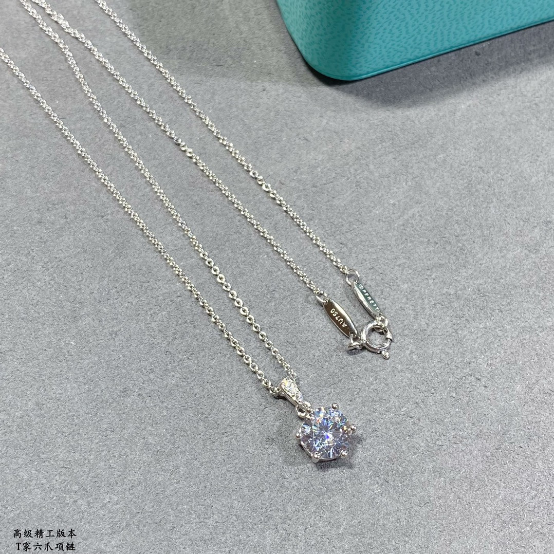 T*f*ny & Co. Setting Six-Prong Pendant Necklace Ag925
