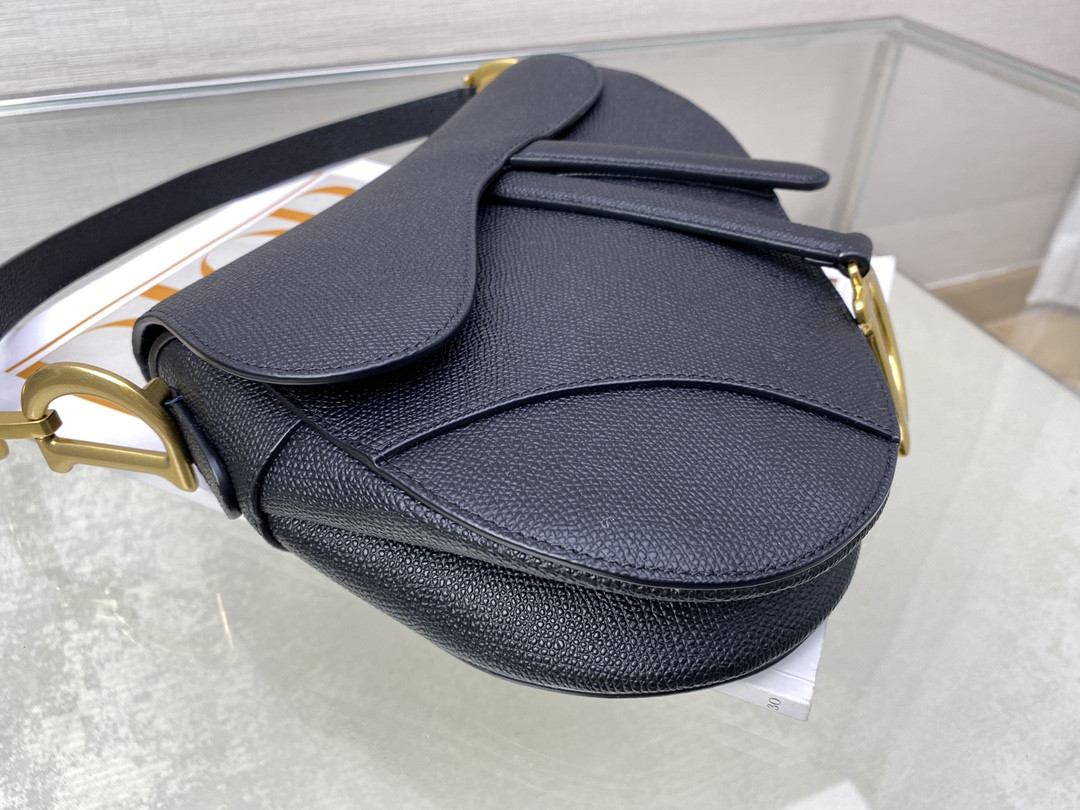 D*0r Saddle Bag Indigo Black Grained Calfskin 25.5x20x6.5cm