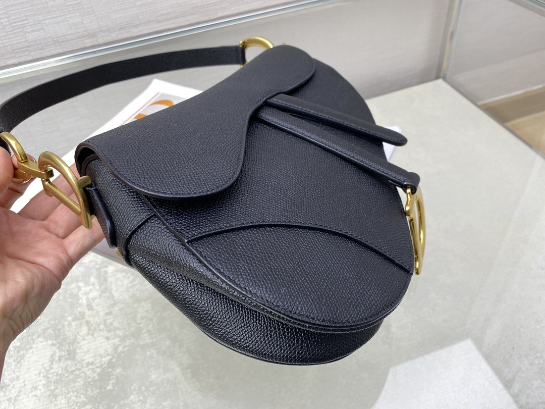 D*0r Saddle Bag Indigo Black Grained Calfskin 25.5x20x6.5cm