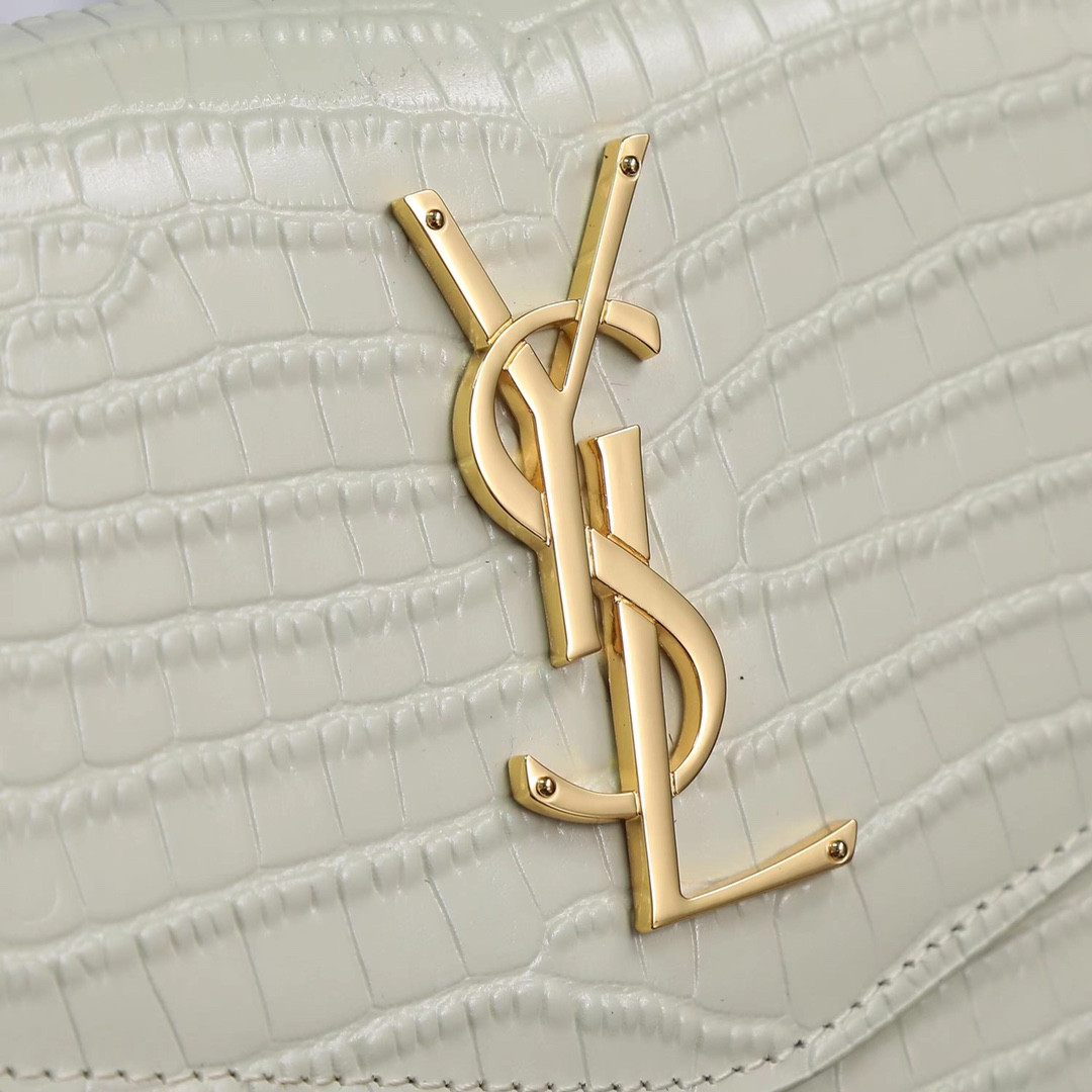 Y*L UPTOWN CHAIN WALLET IN CROCODILE-EMBOSSED SHINY LEATHER 7.5 X 4.7 X 1.2 INCHES