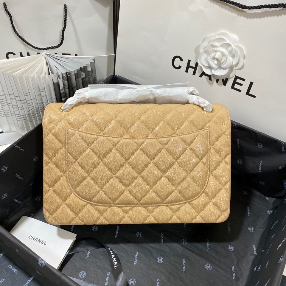 Ch*el Classic Flap Jumbo 30cm CF Khaki Gold 7.6 × 11.7 × 3.9 in