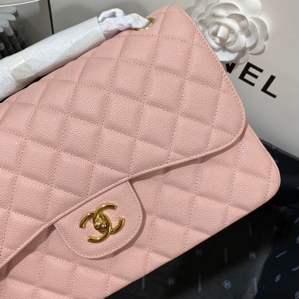 Ch*el Classic Flap Jumbo 30cm CF Pink Gold 7.6 × 11.7 × 3.9 in