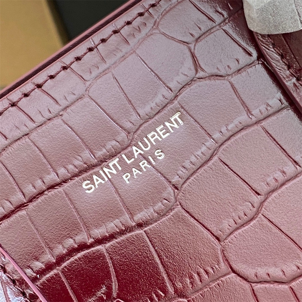 Y*L SAC DE JOUR BABY IN CROCODILE EMBOSSED LEATHER RED