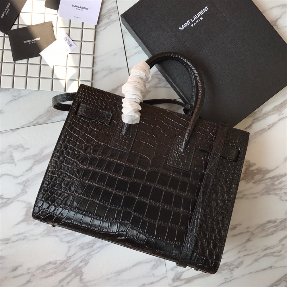 Y*L SAC DE JOUR SMALL IN MATTE CROCODILE EMBOSSED LEATHER