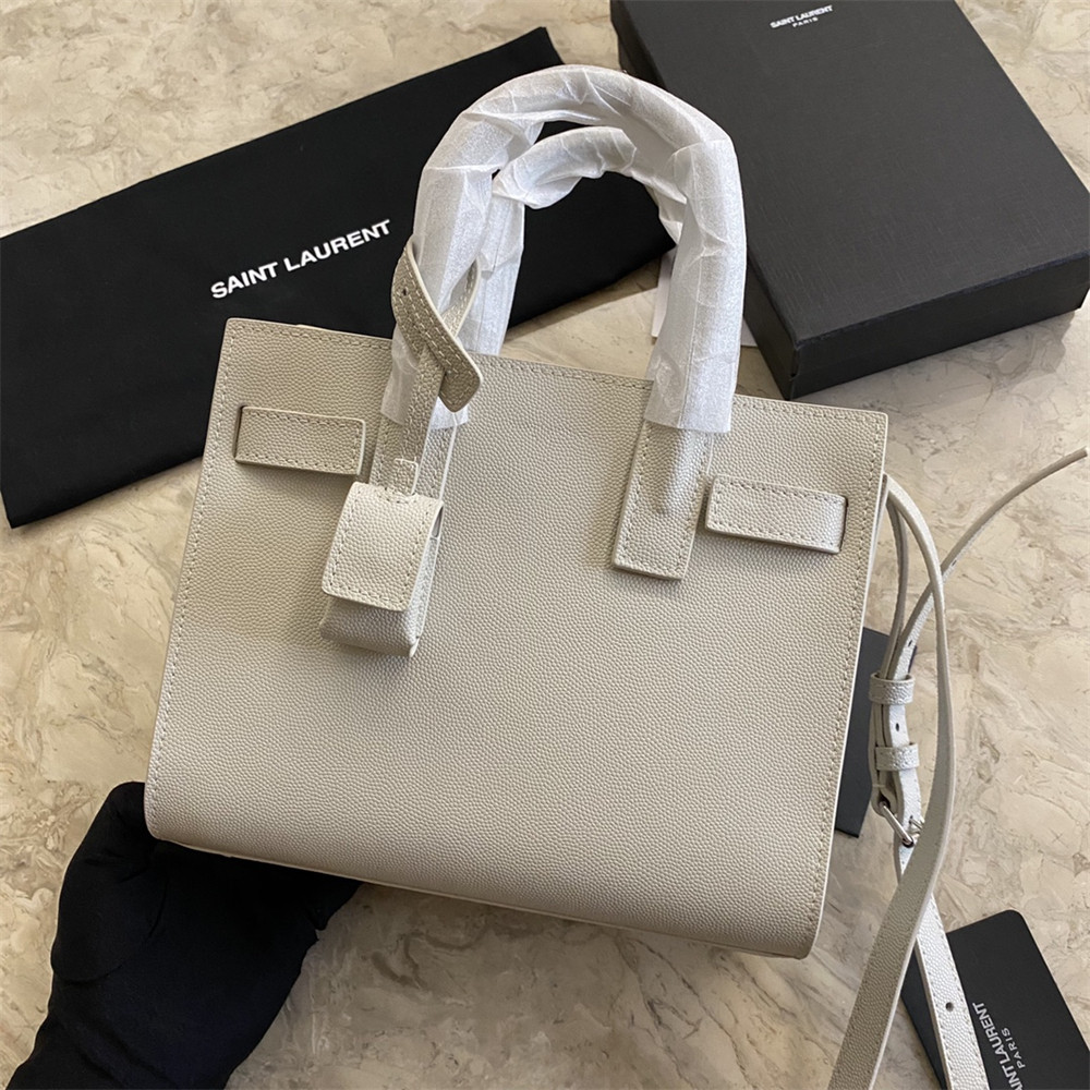 Y*L SAC DE JOUR NANO IN GRAINED LEATHER WHITE
