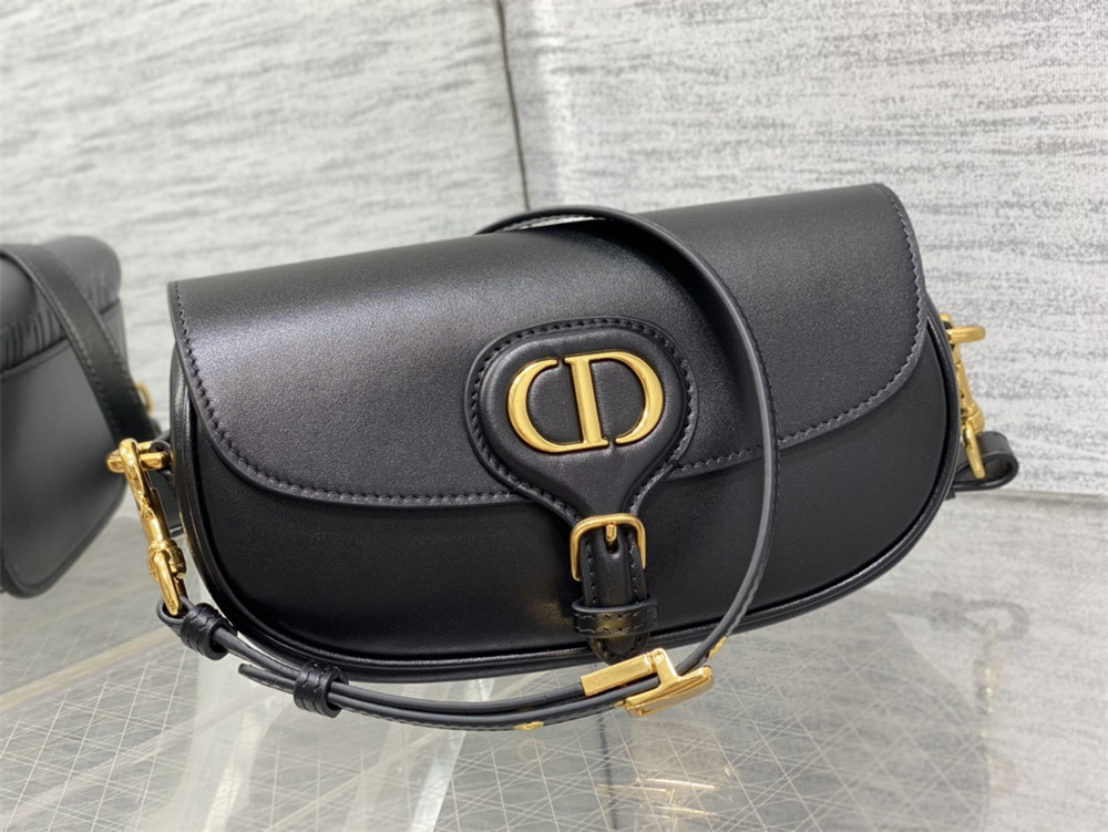 D*0r BOBBY EAST-WEST BAG Latte Box Calfskin black
