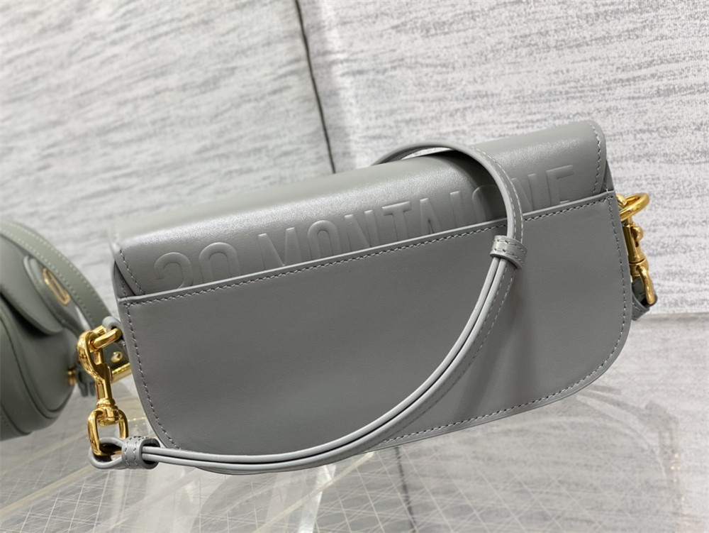 D*0r BOBBY EAST-WEST BAG Latte Box Calfskin Grey