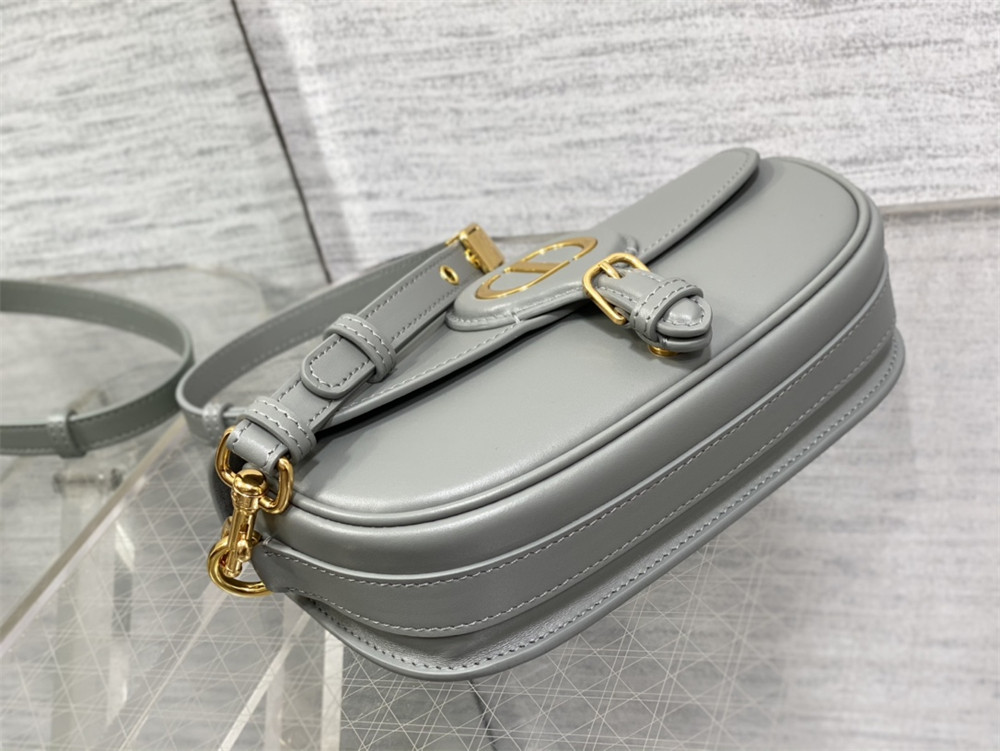 D*0r BOBBY EAST-WEST BAG Latte Box Calfskin Grey