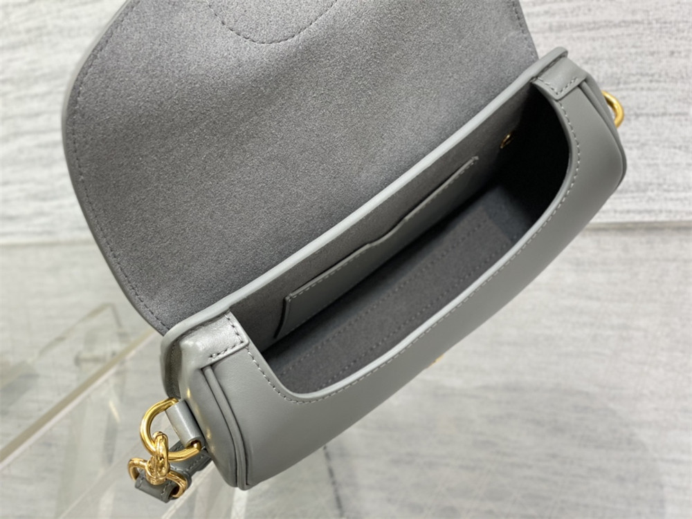 D*0r BOBBY EAST-WEST BAG Latte Box Calfskin Grey