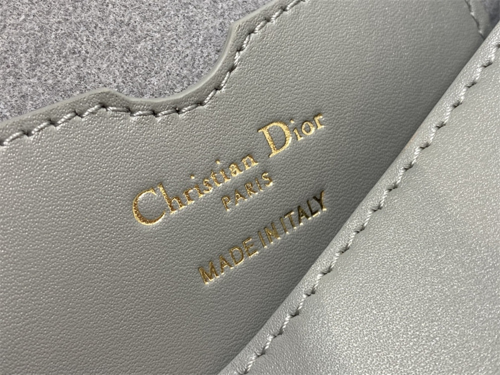 D*0r BOBBY EAST-WEST BAG Latte Box Calfskin Grey