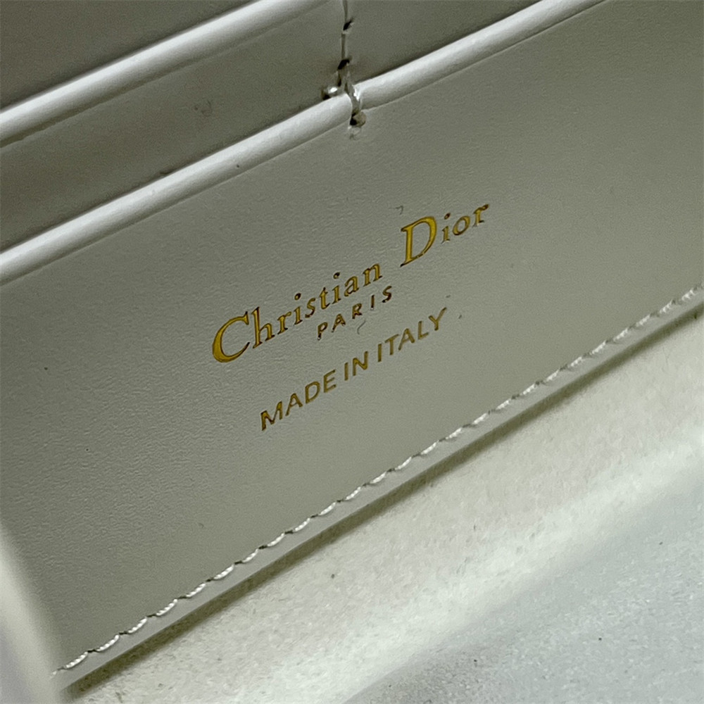 D*0r BOBBY EAST-WEST POUCH WITH CHAIN Latte Smooth Calfskin White