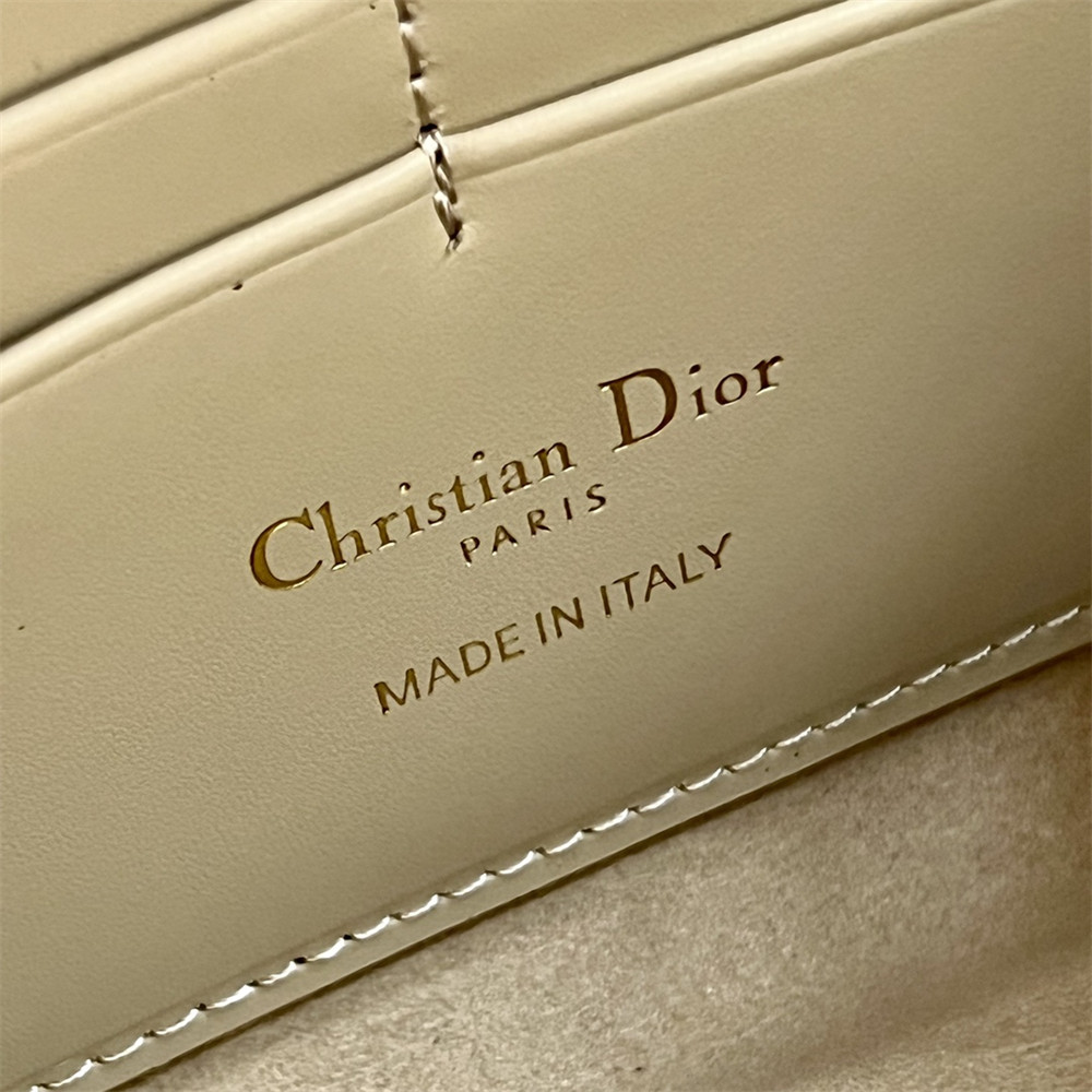 D*0r BOBBY EAST-WEST POUCH WITH CHAIN Latte Smooth Calfskin Apricot