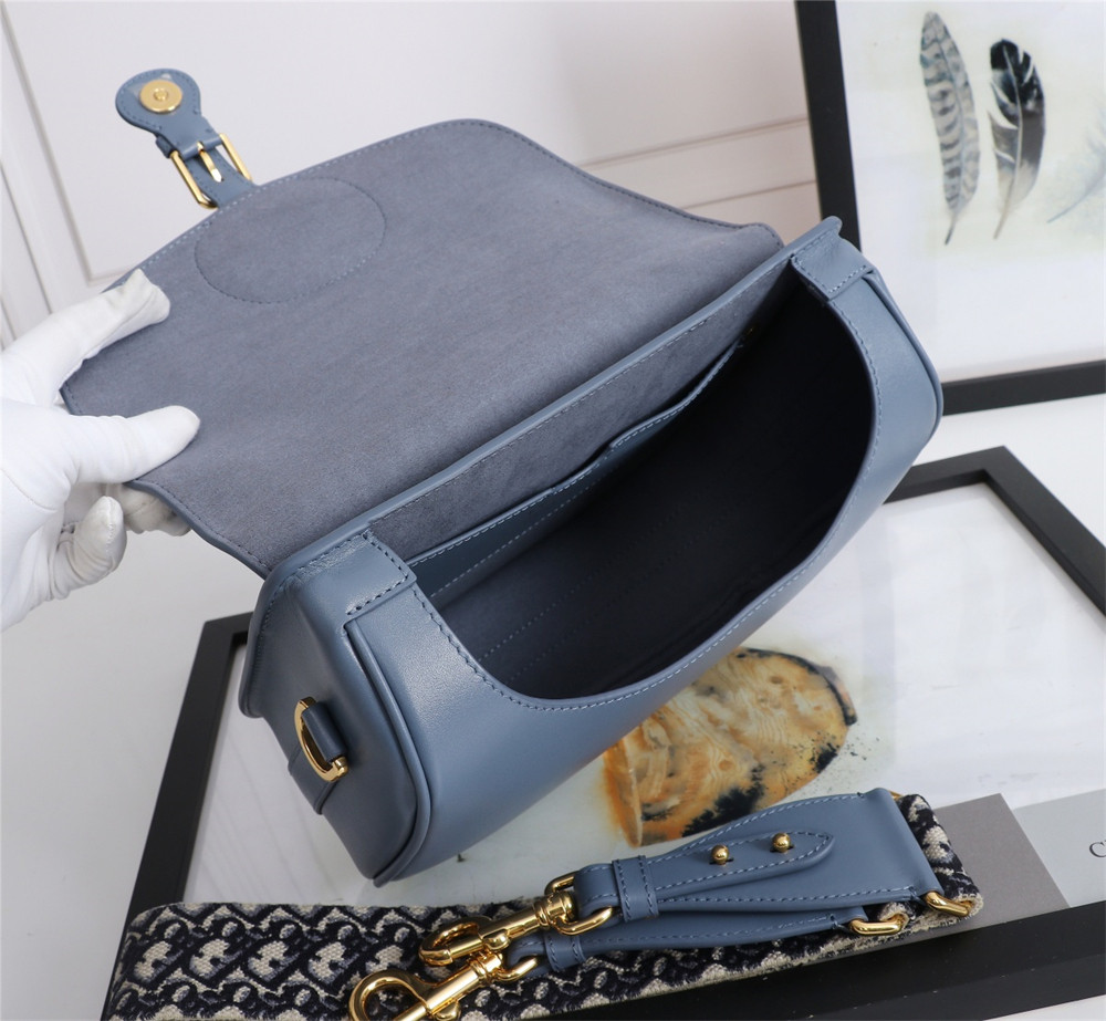 LARGE D*0r BOBBY BAG Blue Box Calfskin