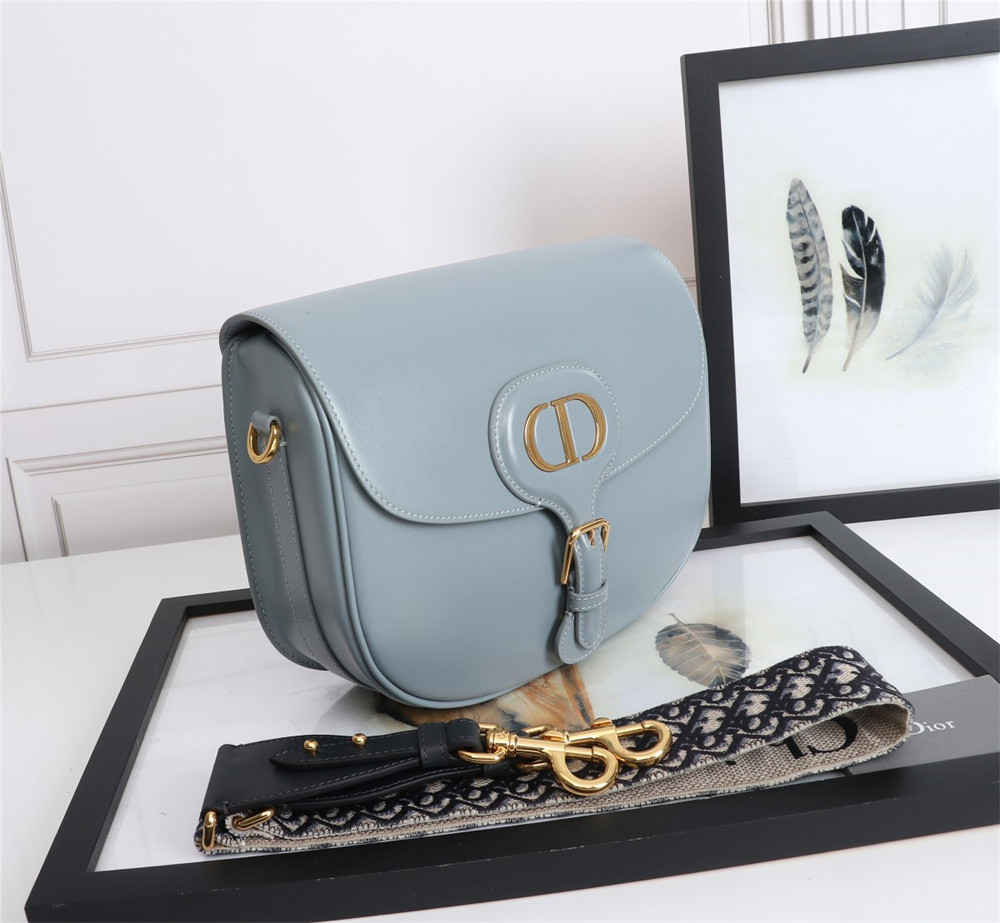 LARGE D*0r BOBBY BAG Light Blue Box Calfskin