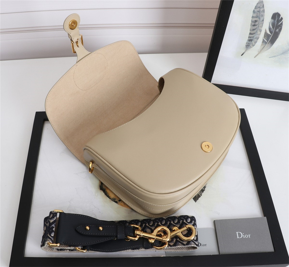 LARGE D*0r BOBBY BAG Beige Box Calfskin