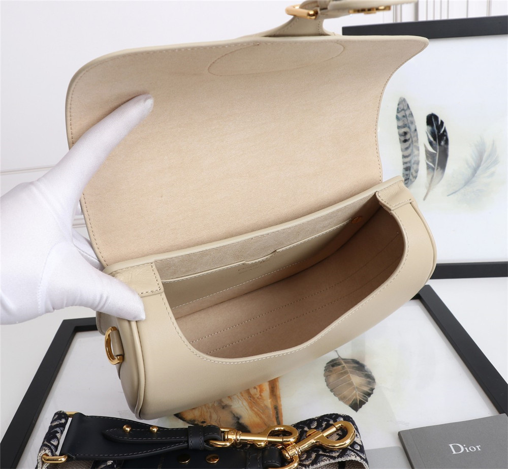LARGE D*0r BOBBY BAG Beige Box Calfskin