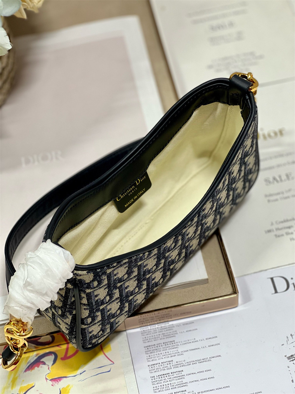 D*0r 30 MONTAIGNE AVENUE BAG Blue D*0r Oblique Jacquard 22.5 x 12.5 x 6.5 cm