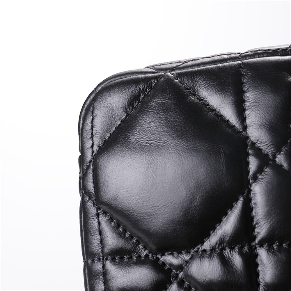 LARGE D*0r CARO BAG Black S*pple Cannage Calfskin With Silver Hardware 29 x 18 x 10 cm