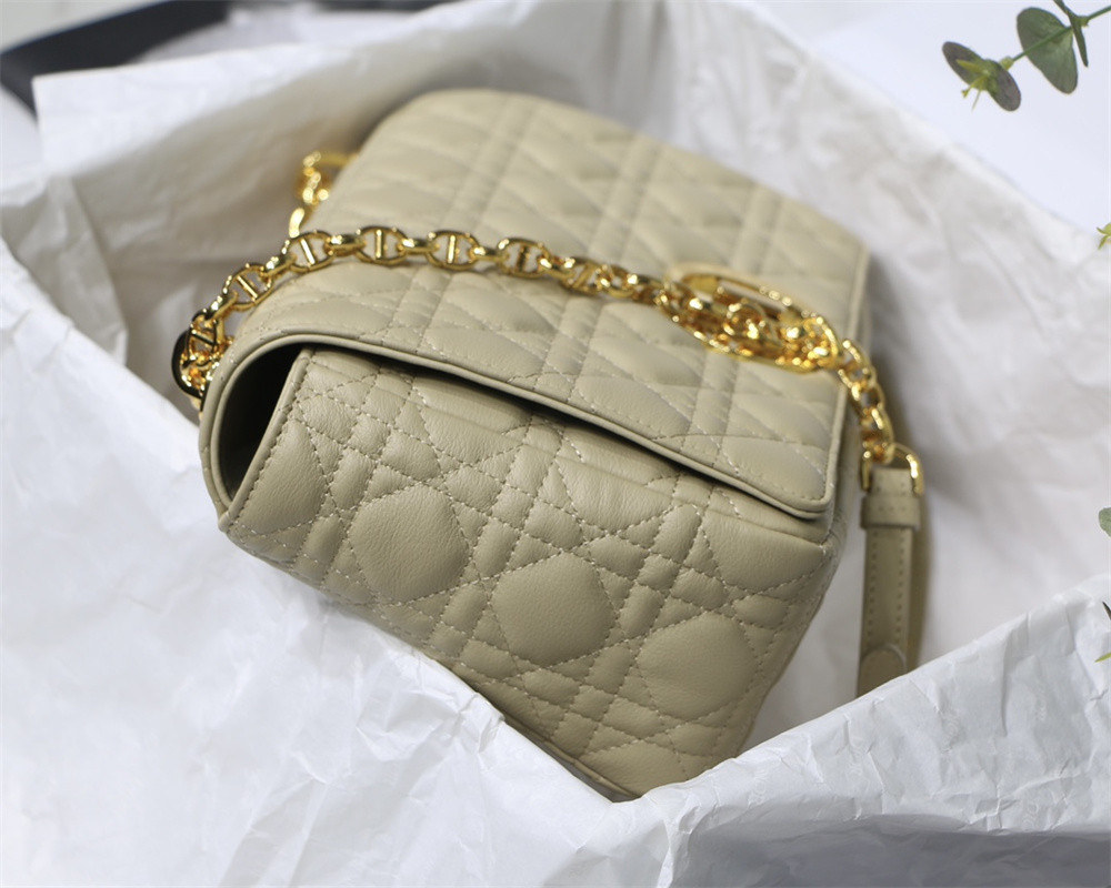 LARGE D*0r CARO BAG Beige S*pple Cannage Calfskin 29 x 18 x 10 cm