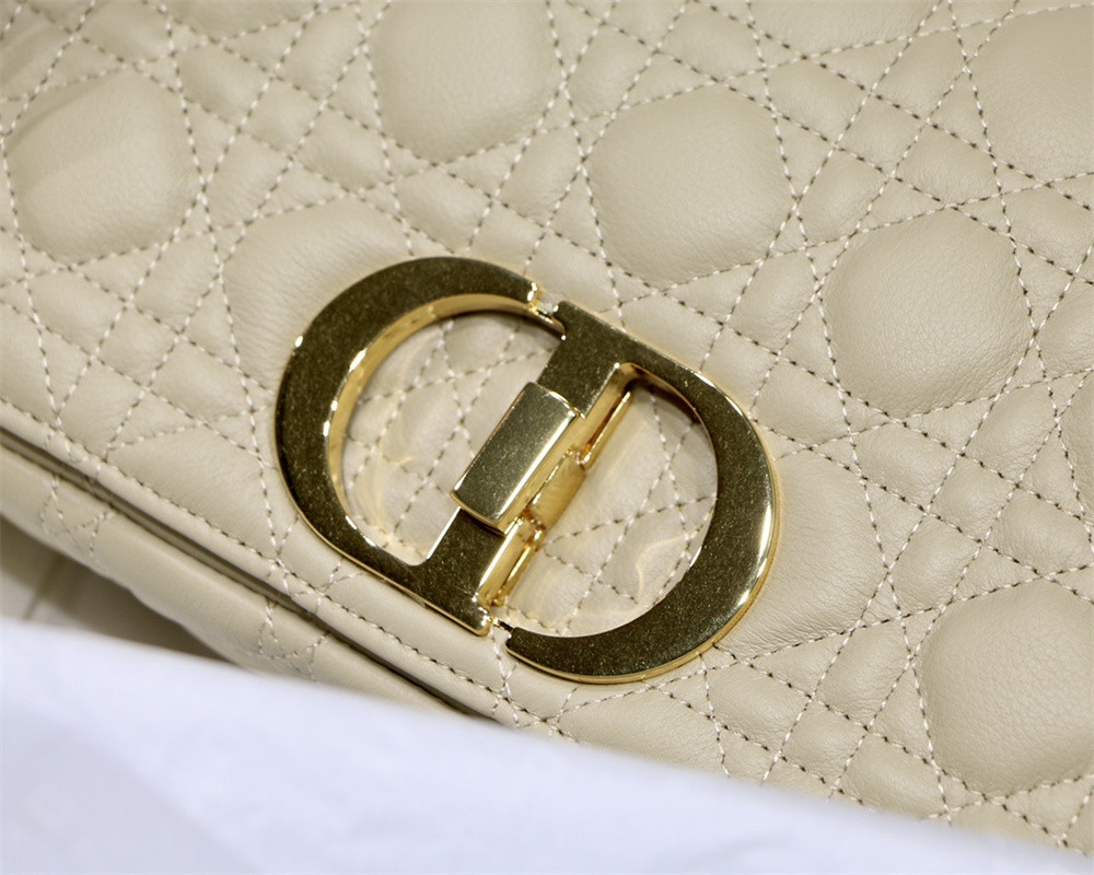 MEDIUM D*0r CARO BAG Beige S*pple Cannage Calfskin 25.5 x 15.5 x 8 cm