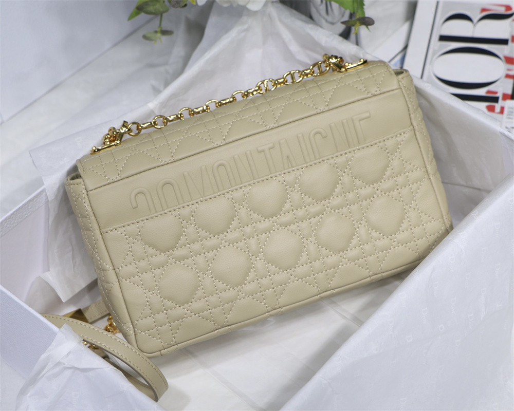 MEDIUM D*0r CARO BAG Beige S*pple Cannage Calfskin 25.5 x 15.5 x 8 cm