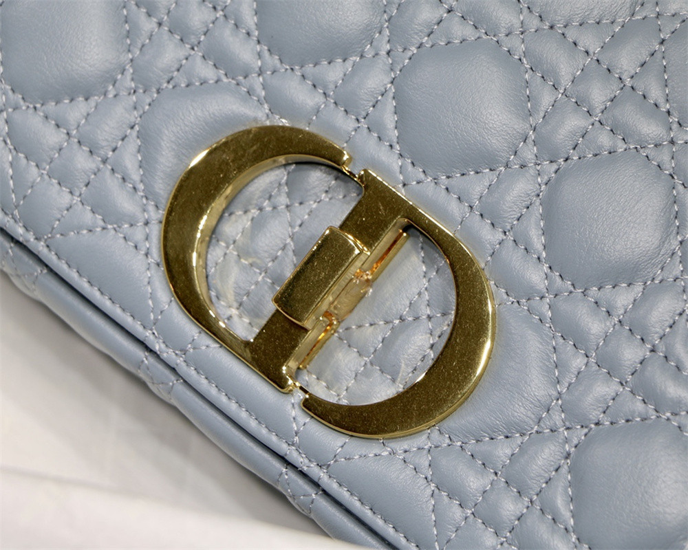 MEDIUM D*0r CARO BAG Cloud Blue S*pple Cannage Calfskin 25.5 x 15.5 x 8 cm