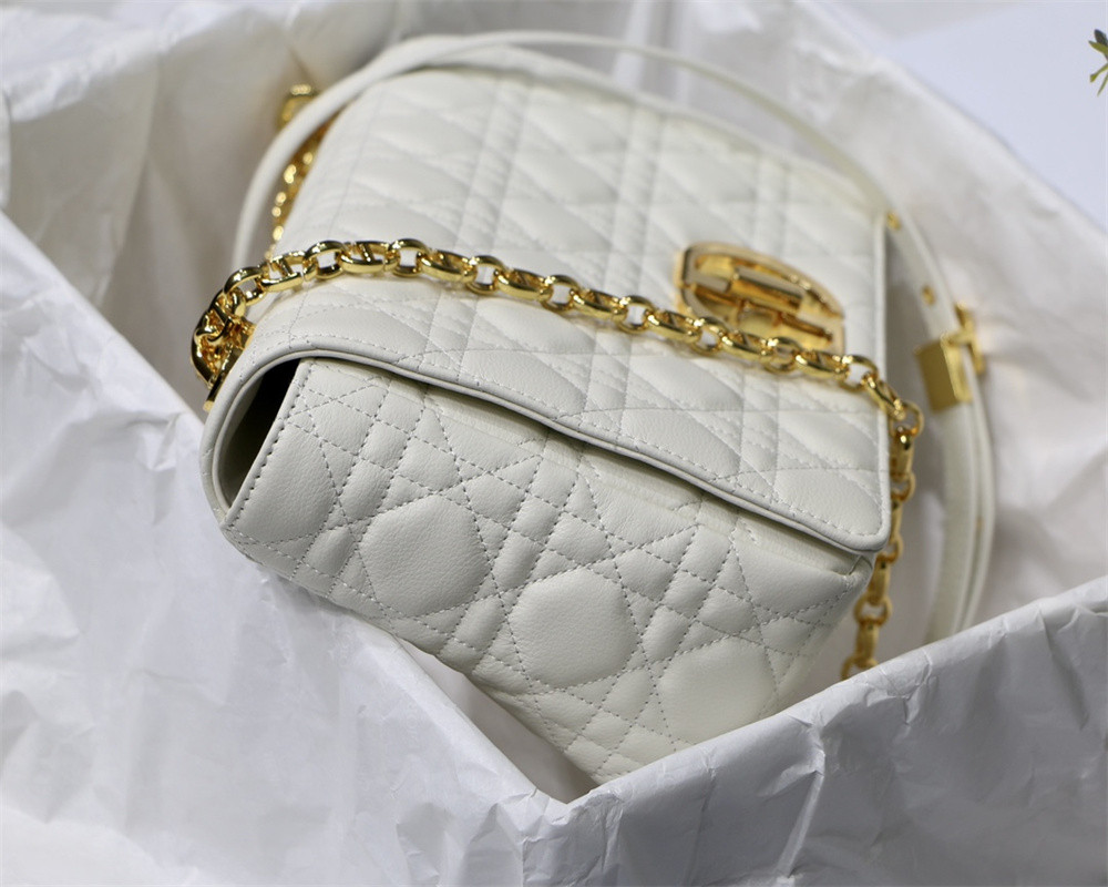 MEDIUM D*0r CARO BAG Ivory S*pple Cannage Calfskin 25.5 x 15.5 x 8 cm