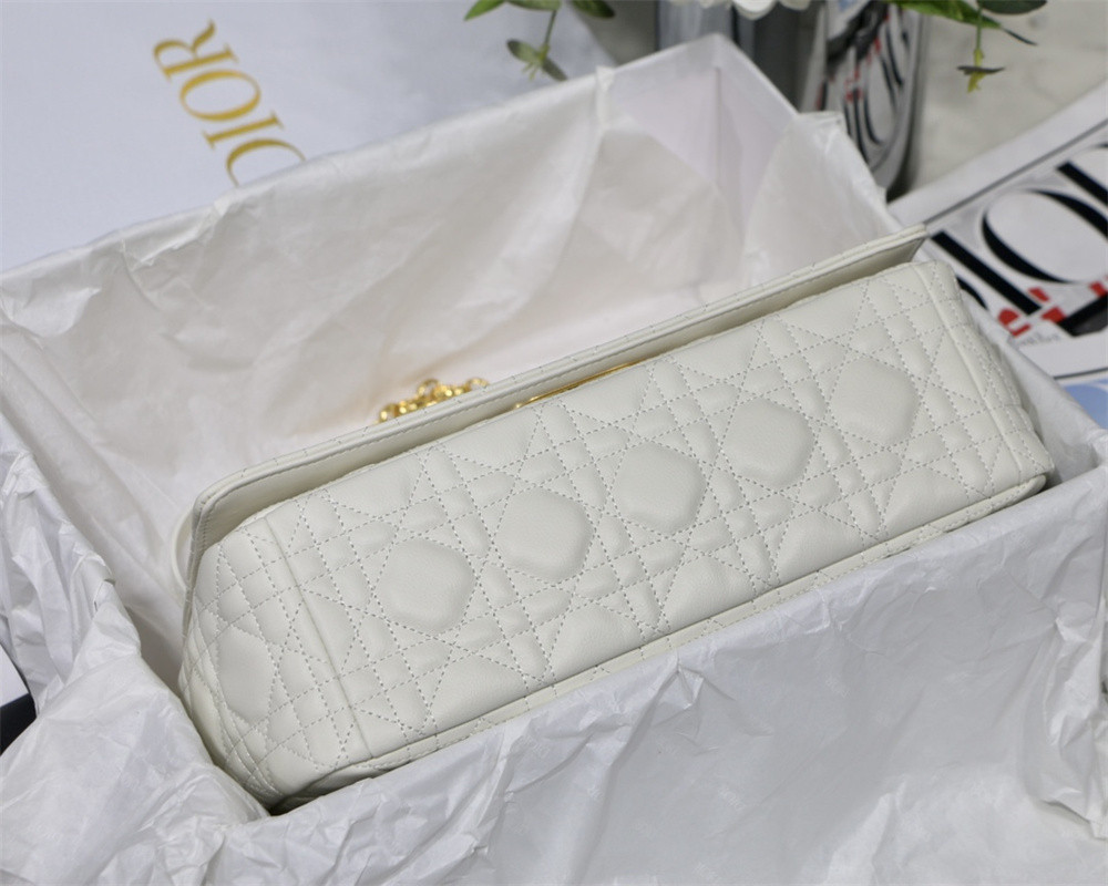 MEDIUM D*0r CARO BAG Ivory S*pple Cannage Calfskin 25.5 x 15.5 x 8 cm