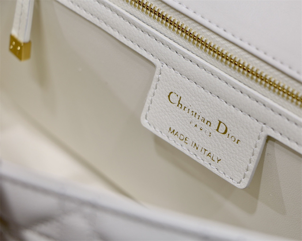LARGE D*0r CARO BAG Ivory S*pple Cannage Calfskin 29 x 18 x 10 cm