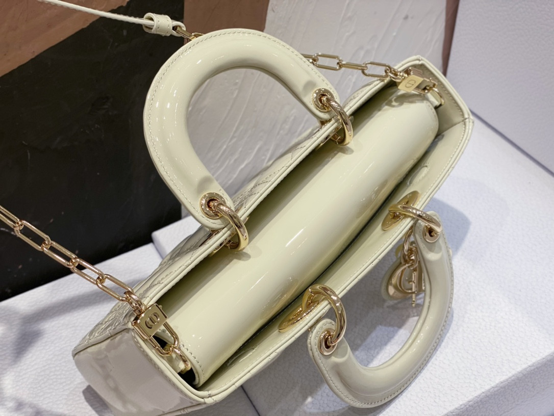 D*0r SMALL LADY D-JOY BAG White Patent