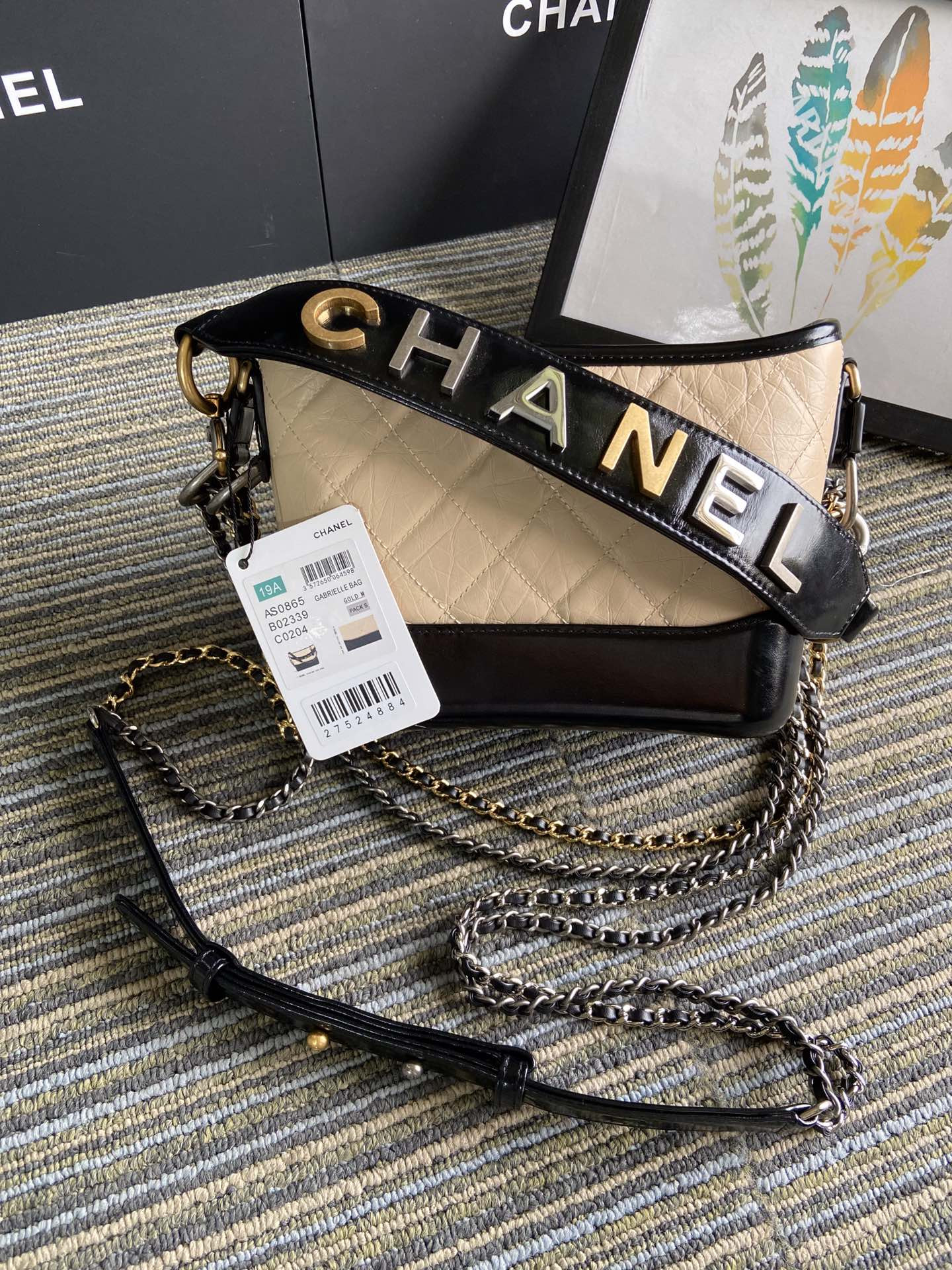 Ch*el Gabrielle SMALL PINK with shoulder strap letters 20 x 15 x 8cm