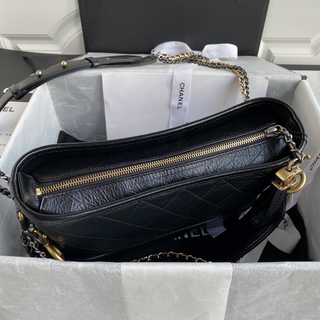 Ch*el Gabrielle SMALL BLACK with shoulder strap letters 20 x 15 x 8cm