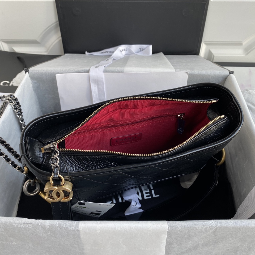 Ch*el Gabrielle SMALL BLACK with shoulder strap letters 20 x 15 x 8cm