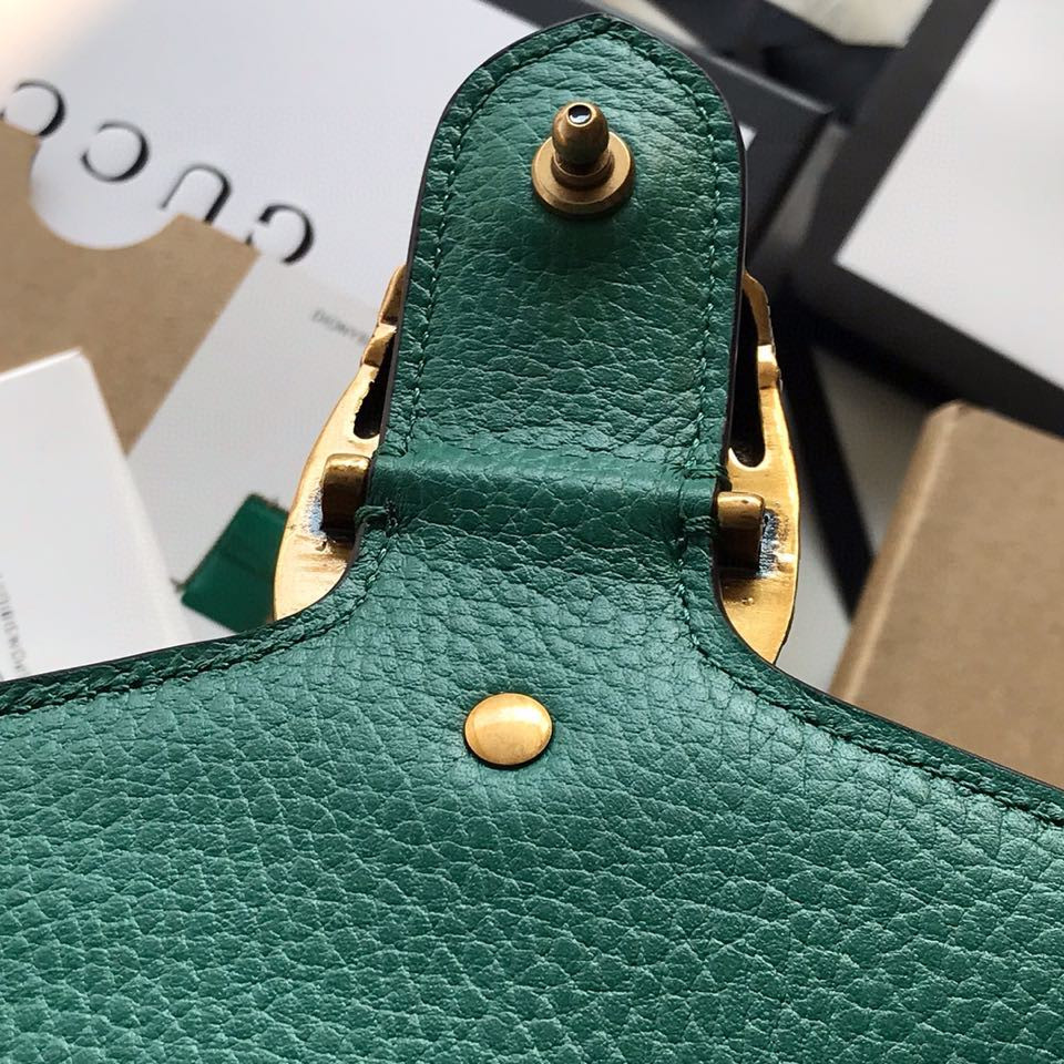 G*u*i DIONYSUS LEATHER MINI BAG GREEN 7.5"Wx6"Hx2"D