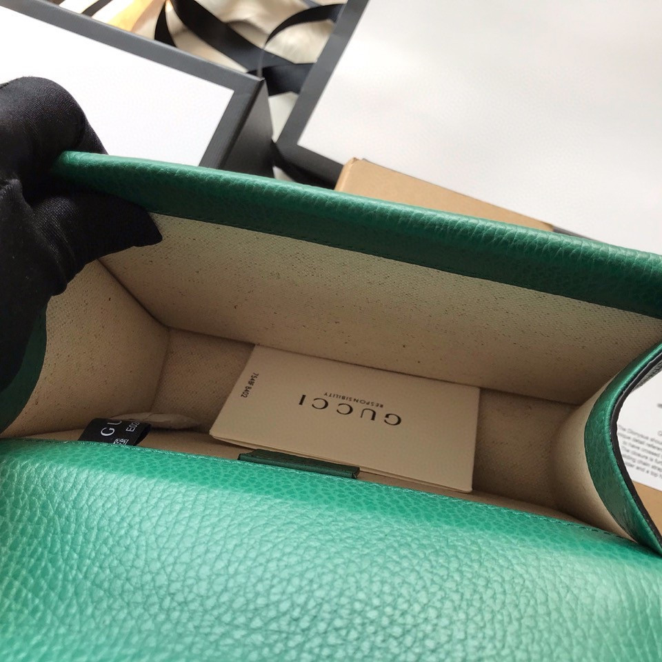G*u*i DIONYSUS LEATHER MINI BAG GREEN 7.5"Wx6"Hx2"D